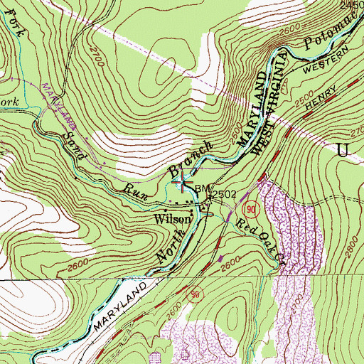 Topographic Map of Sand Run, MD