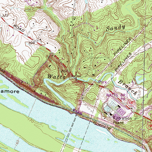 Topographic Map of Sandy Branch, MD