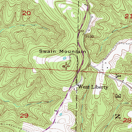 Topographic Map of Swain Mountain, AR
