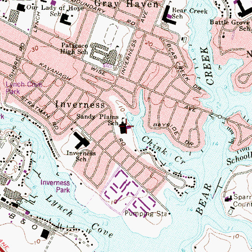 Topographic Map of Sandy Plains Elementary School, MD