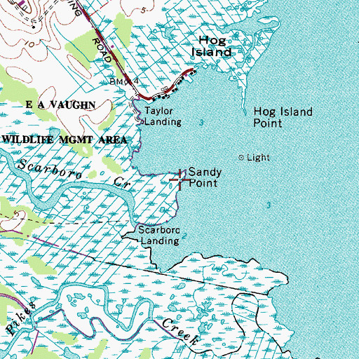 Topographic Map of Sandy Point, MD