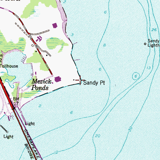 Topographic Map of Sandy Point, MD
