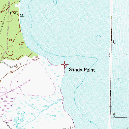 Topographic Map of Sandy Point, MD