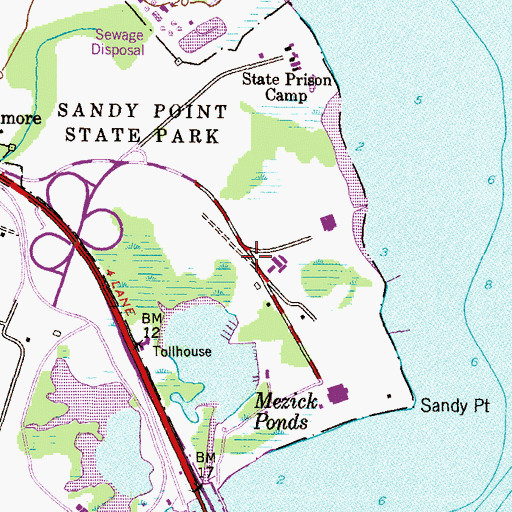 Topographic Map of Sandy Point State Park, MD