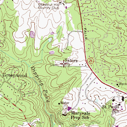Topographic Map of Saters Church, MD