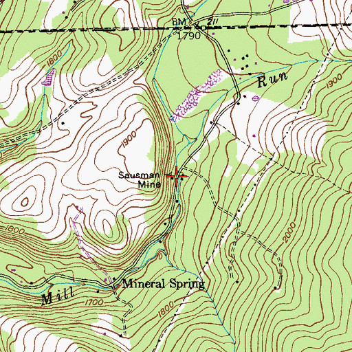 Topographic Map of Sausman Mine, MD