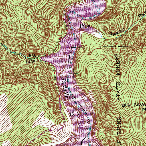 Topographic Map of Savage River Reservoir, MD