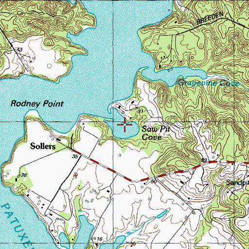 Topographic Map of Saw Pit Cove, MD