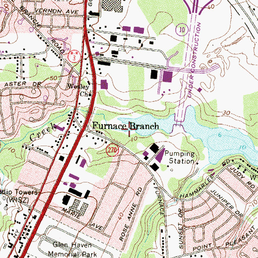 Topographic Map of Sawmill Creek, MD