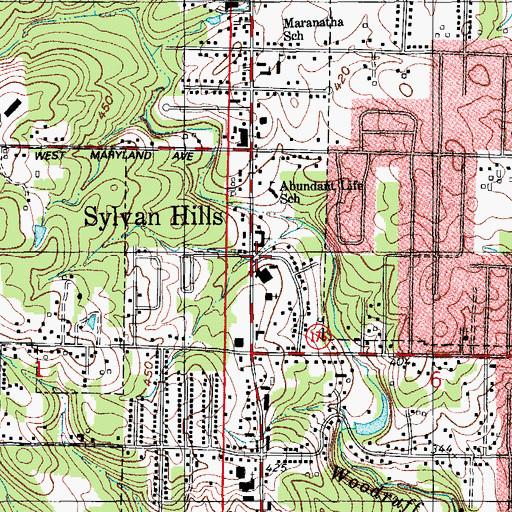 Topographic Map of Sylvan Hills, AR