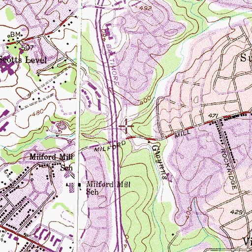 Topographic Map of Scotts Level Branch, MD