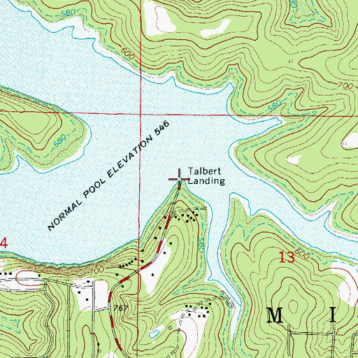 Topographic Map of Talbert Landing, AR