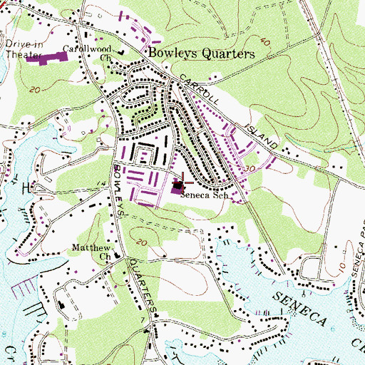 Topographic Map of Seneca Elementary School, MD