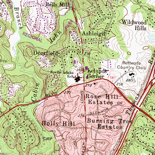 Topographic Map of Seven Locks Elementary School, MD