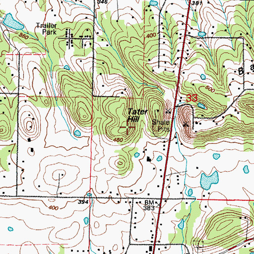 Topographic Map of Tater Hill, AR