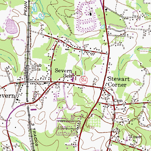 Topographic Map of Severn Elementary School, MD