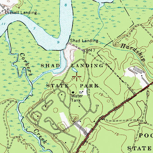 Topographic Map of Shad Landing State Park, MD