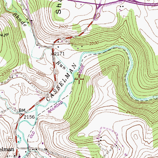 Topographic Map of Shade Run, MD