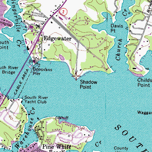 Topographic Map of Shadow Point, MD