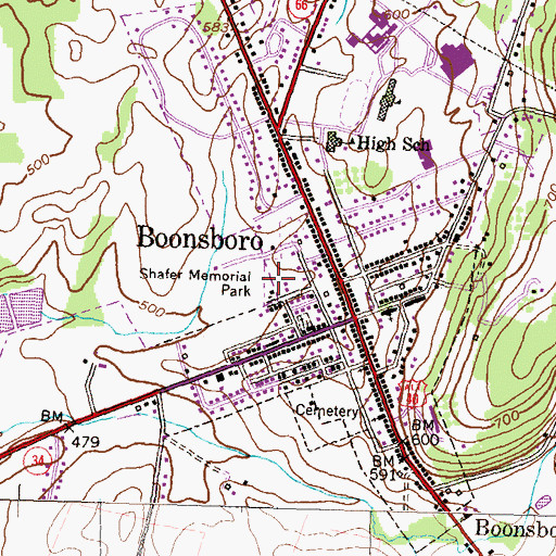 Topographic Map of Shafer Memorial Park, MD