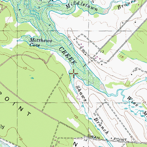 Topographic Map of Shaws Branch, MD