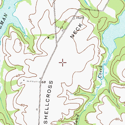 Topographic Map of Shellcross Neck, MD