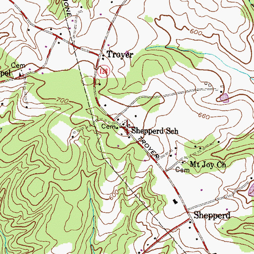 Topographic Map of Shepperd School, MD