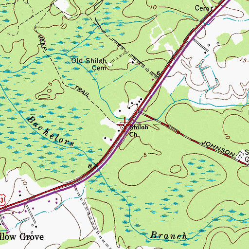 Topographic Map of Shiloh Church, MD