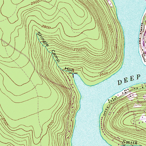 Topographic Map of Shingle Camp Hollow, MD