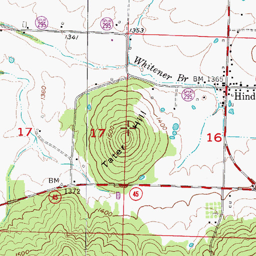 Topographic Map of Tater Hill, AR