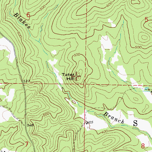 Topographic Map of Tater Hill, AR