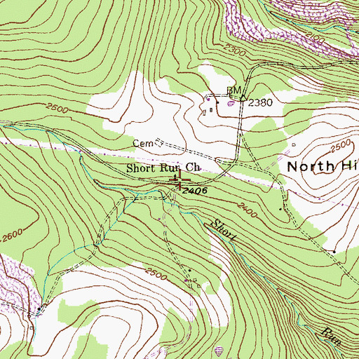 Topographic Map of Short Run Church, MD