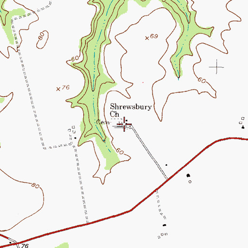 Topographic Map of Shrewsbury Church, MD