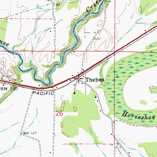 Topographic Map of Thebes, AR