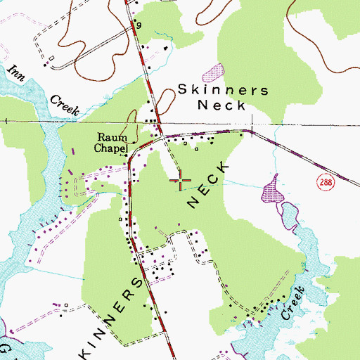 Topographic Map of Skinners Neck, MD