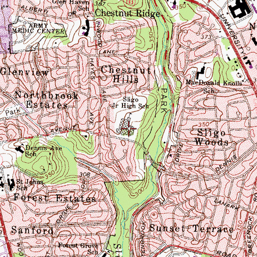 Topographic Map of Sligo Middle School, MD
