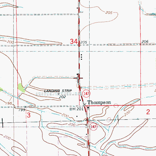 Topographic Map of Thompson, AR