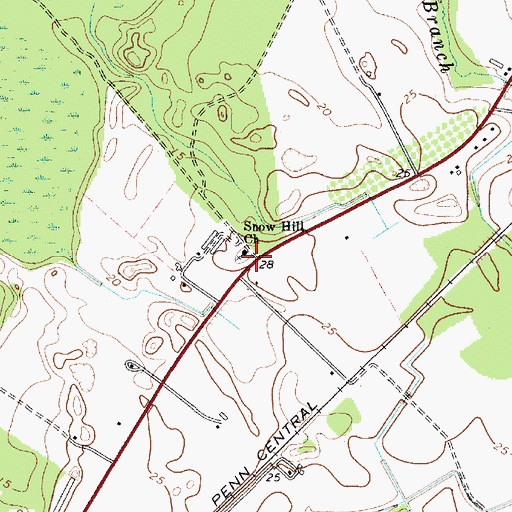 Topographic Map of Snow Hill Church, MD