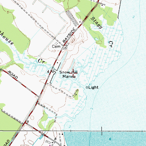Topographic Map of Snow Hill Marina, MD