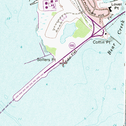Topographic Map of Sollers Point, MD