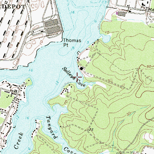 Topographic Map of Solleys Cove, MD