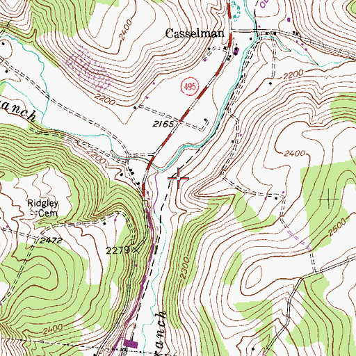 Topographic Map of South Branch Casselman River, MD