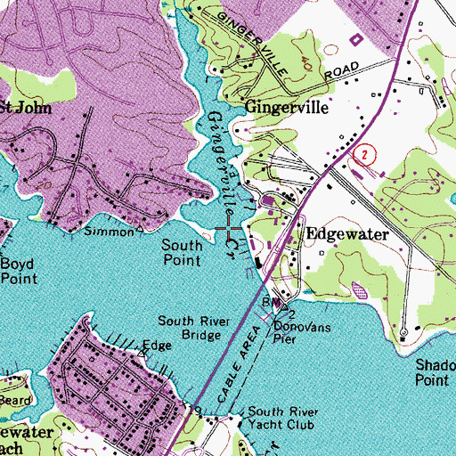Topographic Map of South Point, MD