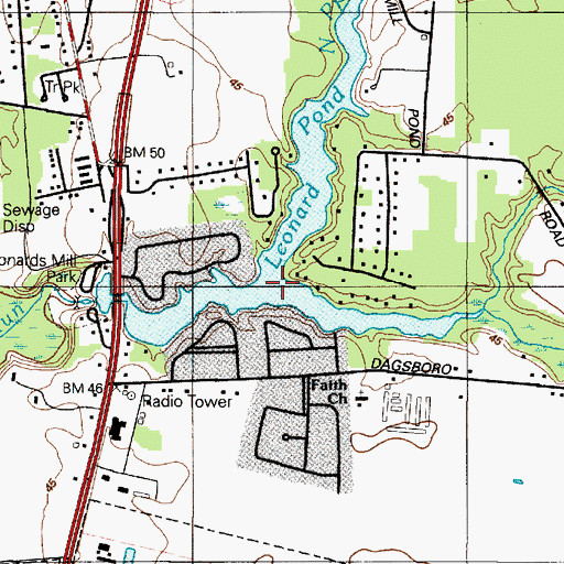 Topographic Map of South Prong Leonard Pond Run, MD