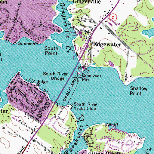 Topographic Map of South River Bridge, MD