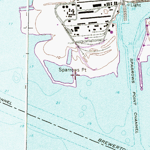 Topographic Map of Sparrows Point, MD