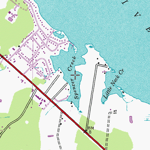 Topographic Map of Spencer Creek, MD