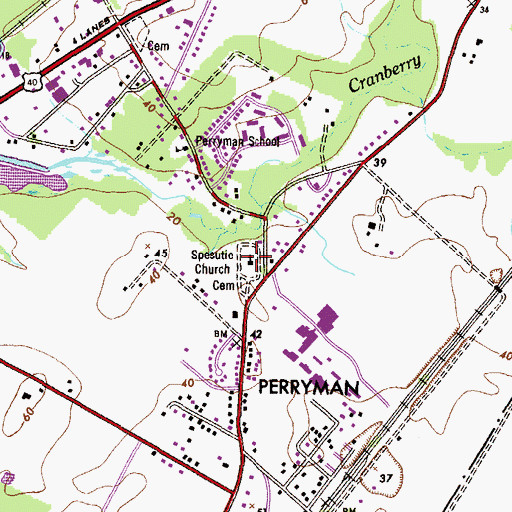 Topographic Map of Spesutie Church, MD