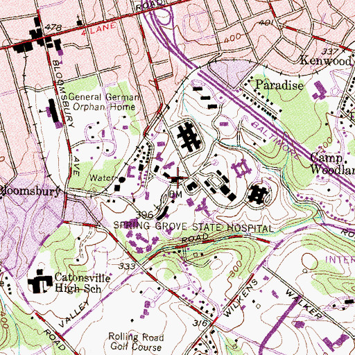 Topographic Map of Spring Grove Hospital Center, MD
