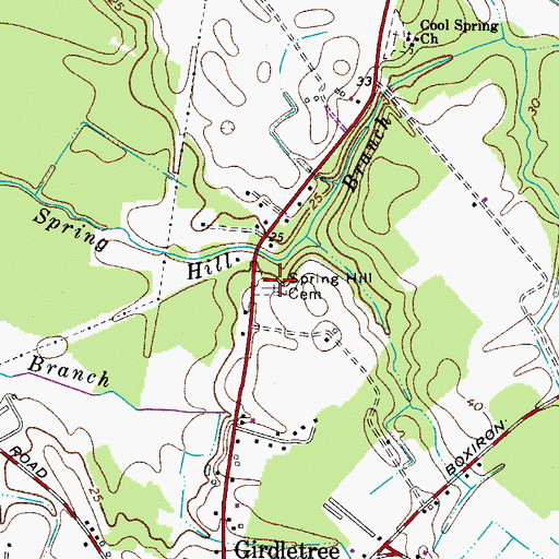Topographic Map of Spring Hill Cemetery, MD